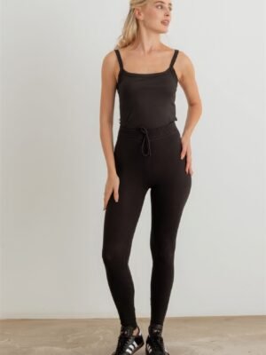 Ribbed High Waist Drawstring Leggings