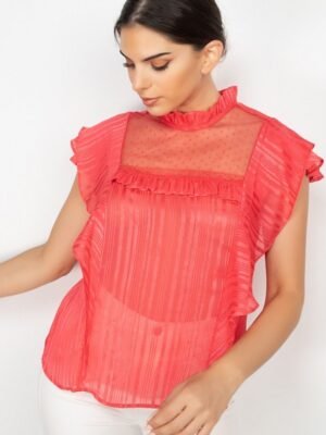 Short Sleeve Ruffle Shadow Top